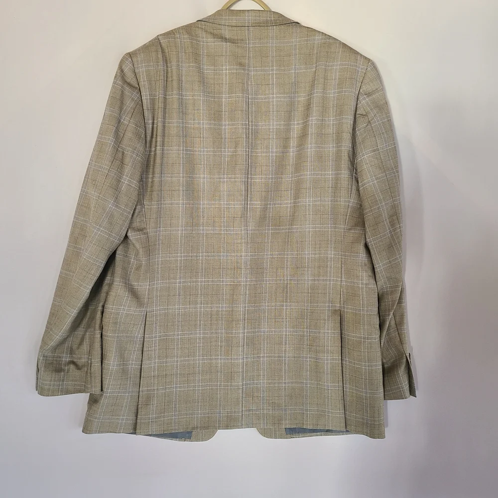 Black Brown 1826 Lord & Taylor Silk Wool Blend Plaid Blazer Sport Coat 46L